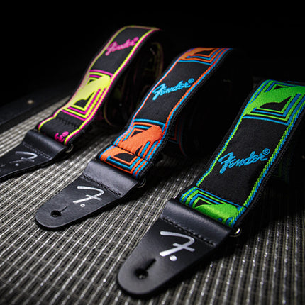 Fender Neon Monogram Guitar Strap, Green/Yellow  ( Neon-Monogram / NeonMonogram )