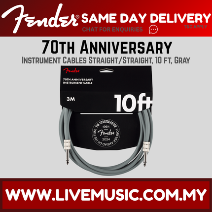 Fender 70th Anniversary Guitar Cable, 10FT, Gray