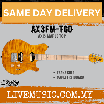Sterling Axis AX3FM Electric Guitar Maple Fretboard - Trans Gold (AX-3S)