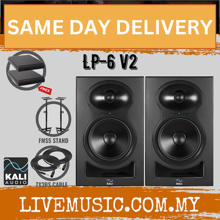 Kali Audio LP-6 V2 6.5-inch Studio Monitor with Monitor Stand, Isolation Pads & Cable - Pair ( LP6 LP6v2 )