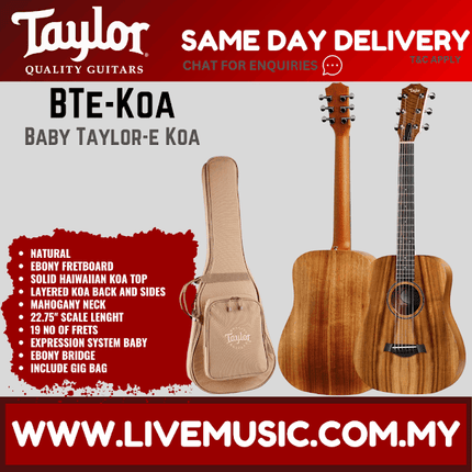 Taylor Baby Taylor-e Koa Acoustic Guitar w/Bag