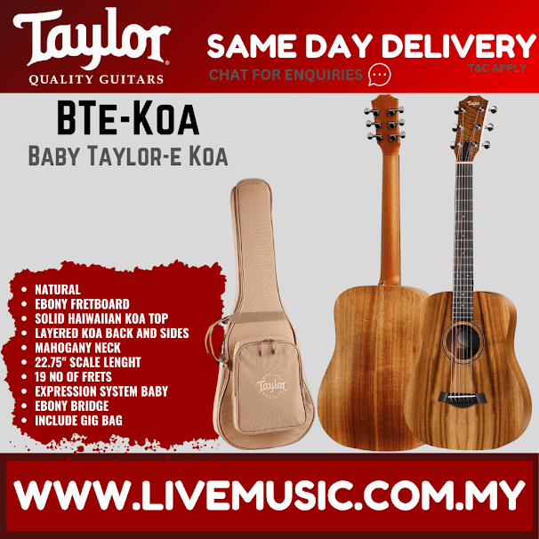 Taylor Baby Taylor-e Koa Acoustic Guitar w/Bag