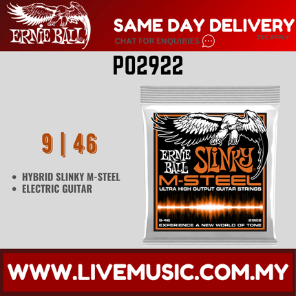 Ernie Ball 2922 Hybrid Slinky M-steel Electric Guitar Strings, 9-46 Gauge