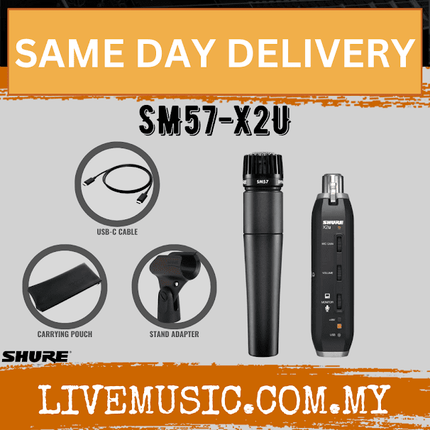Shure SM57-X2U Cardioid Dynamic Instrument Microphone with X2U USB Signal Adapter (SM57 X2U SM57X2U)