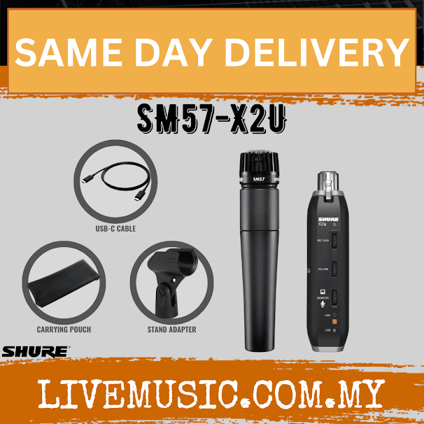 Shure SM57-X2U Cardioid Dynamic Instrument Microphone with X2U USB Signal Adapter (SM57 X2U SM57X2U)