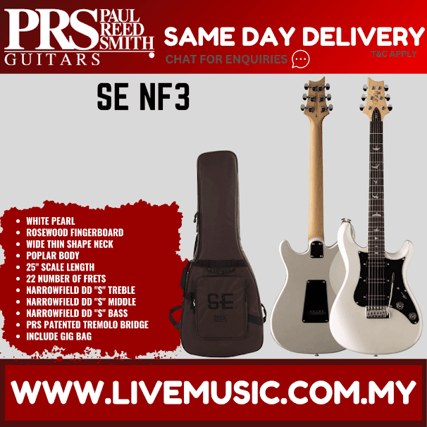 PRS SE NF3 Electric Guitar w/GigBag, Rosewood FB, White Pearl ( NF 3 / NF-3 )