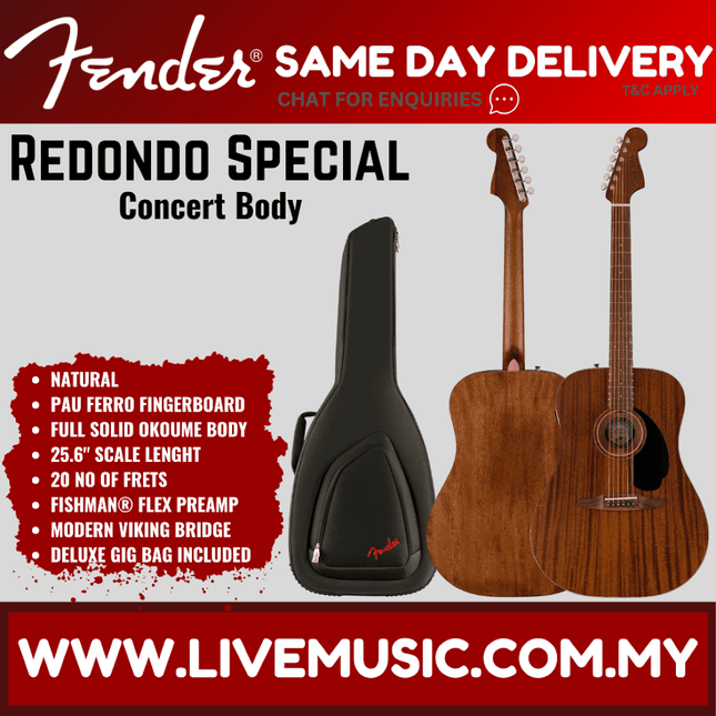 Natural acoustic guitar with black gig bag, cutaway body and circular soundhole rosette