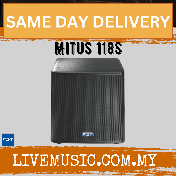 FBT MITUS 118S 18-inch passive subwoofer, dark black cabinet with front grille