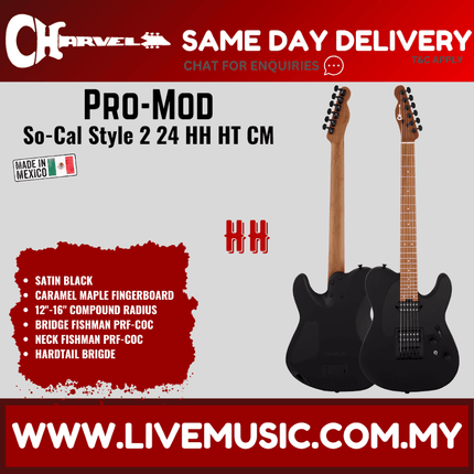 Charvel Pro-Mod So-Cal Style 2 24 HT HH Electric Guitar, Satin Black