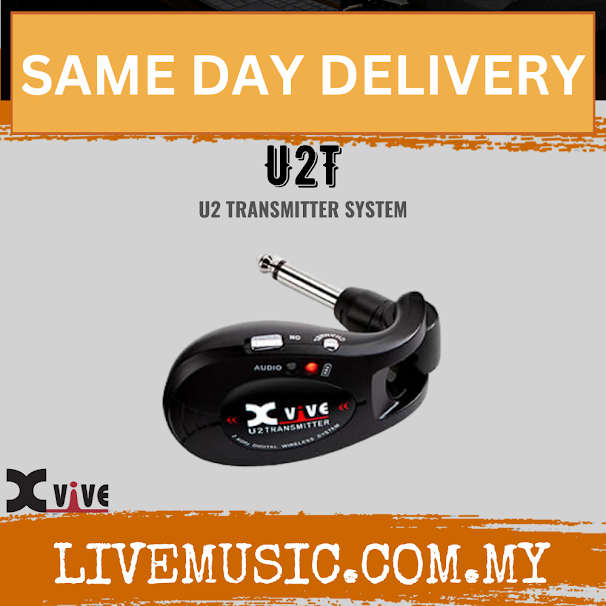 Black Xvive U2T rechargeable guitar wireless transmitter with audio controls and LED