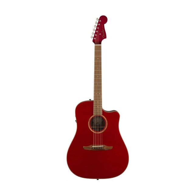 Hot Rod Red acoustic guitar with dark fretboard and round sound hole