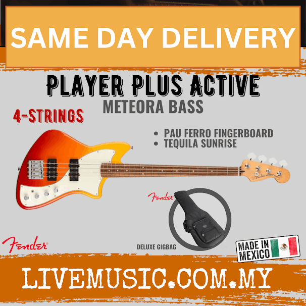 Tequila Sunrise active Meteora 4-string bass guitar with pau ferro fingerboard