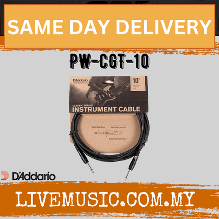 D'Addario Planet Waves PW-CGT-10 Classic Series Instrument Cable/Guitar Cable - 10ft (PWCGT10/DAddario)