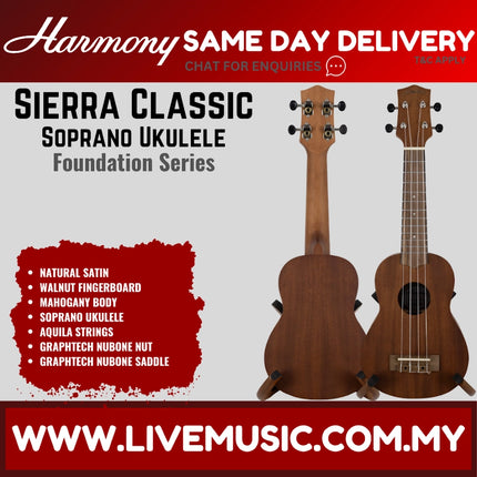 Harmony Foundation Series Sierra Classic Soprano Ukulele, Natural Satin