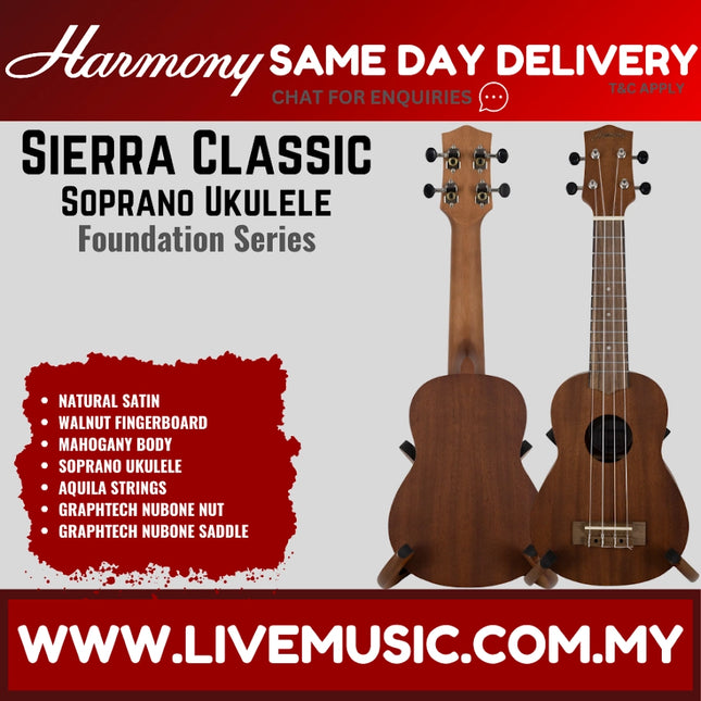 Harmony Foundation Series Sierra Classic Soprano Ukulele, Natural Satin
