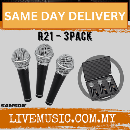 Samson R21 Cardiod Dynamic Microphone, 3 Pack (R-21/R 21)