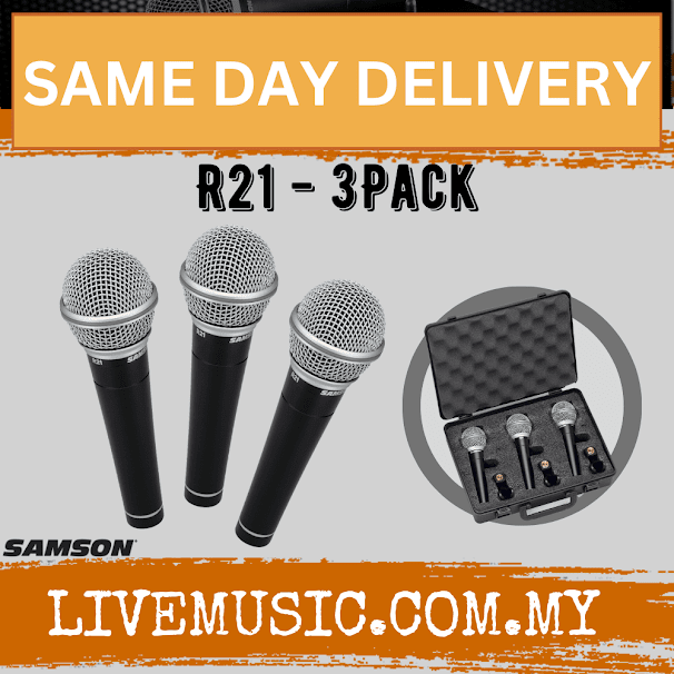 Samson R21 Cardiod Dynamic Microphone, 3 Pack (R-21/R 21)