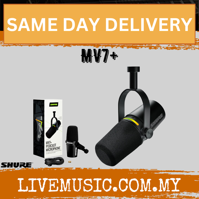 Shure MV7+ USB Podcast Microphone - White / Black ( MV-7 / MV-7 PLUS ) Replace MV7