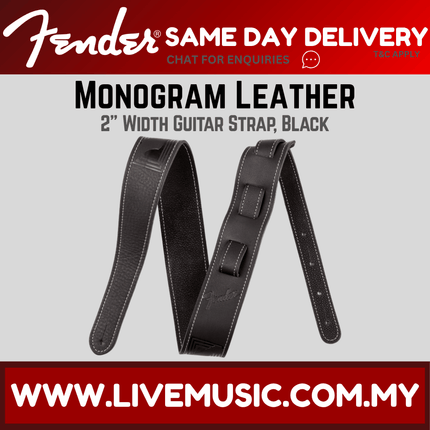 Fender Monogrammed Leather Guitar Strap - Black