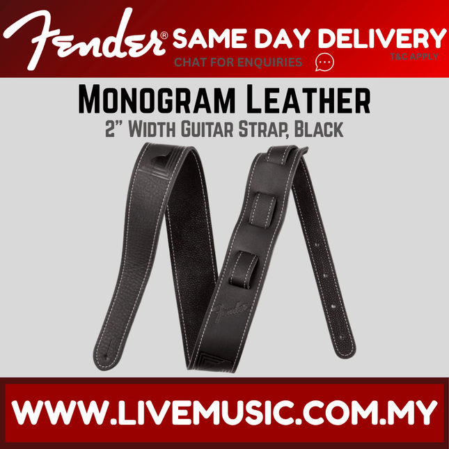 Fender Monogrammed Leather Guitar Strap - Black