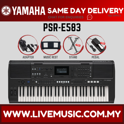 Yamaha PSR-E583 61-key Portable Keyboard With Adapter ( PSRE583 PSR E583 )