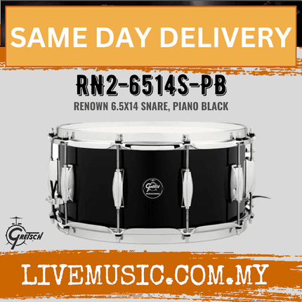 Gretsch RN2-6514S-PB Renown 6.5x14inch Snare Drum, Piano Black