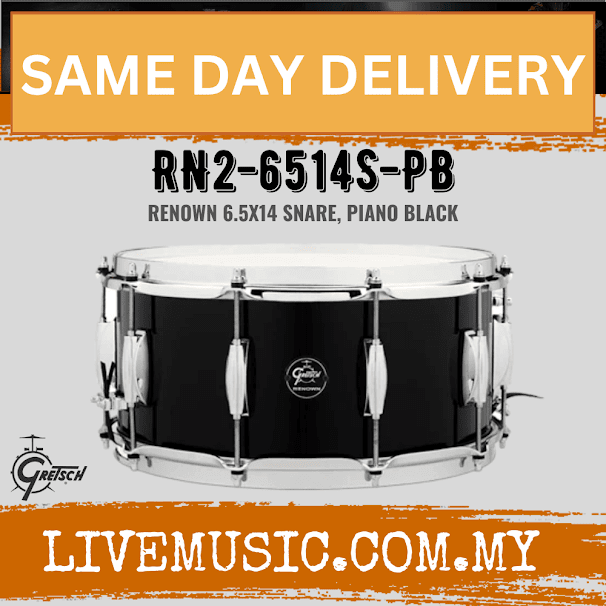 Gretsch RN2-6514S-PB Renown 6.5x14inch Snare Drum, Piano Black