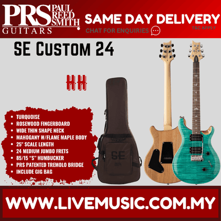 PRS SE Custom 24 Electric Guitar with Bag - Turquoise