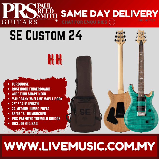 PRS SE Custom 24 Electric Guitar with Bag - Turquoise