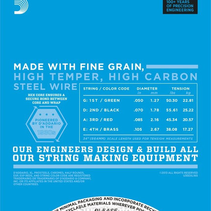 D'Addario EXL160 - Nickel Wound Bass Strings, Medium, Long Scale (50-105)(DAddario)