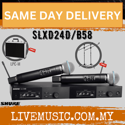 Shure SLXD24D/B58 Digital Wireless Dual Handheld Microphone System ( SLXD SLXD24D-B58 / SLXD24DB58 )