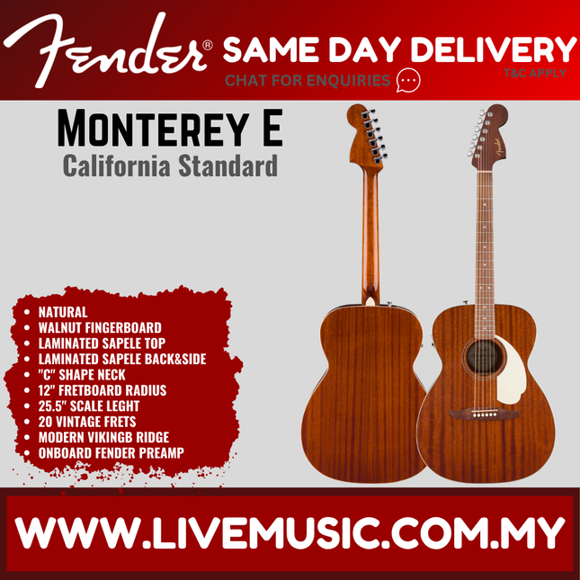 Natural wood acoustic guitar with black pickguard, front view and back view