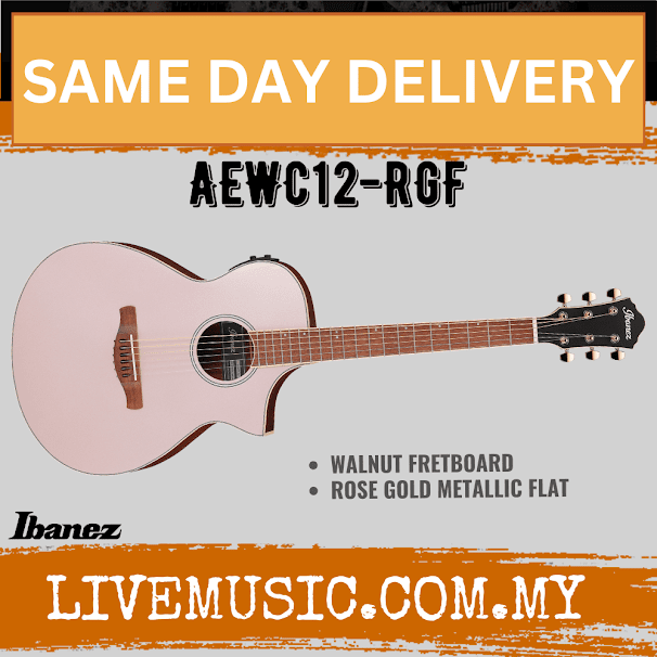 Ibanez AEWC12 AEWC Series Acoustic Electric Guitar - Prussian Blue Metallic Flat / Rose Gold Metallic Flat (  AEWC12-RGF /AEWC12-PMF)