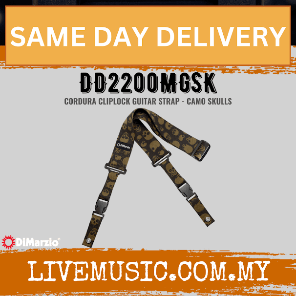 DiMarzio DD2200 Cordura Cliplock Guitar Strap - Camo Skull (DD2200 MGSK/DD2200-MGSK)