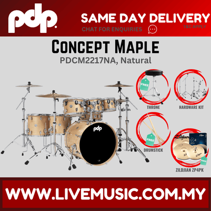 PDP by DW CM7 Concept Maple Shell Pack - 7-piece with Zildjian ZP4PK Cymbals - (PDCM2217)