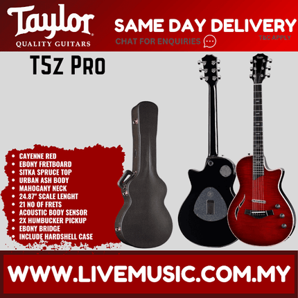 Taylor T5z Pro Electric Guitar w/Case, Cayenne Red