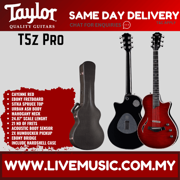 Taylor T5z Pro Electric Guitar w/Case, Cayenne Red
