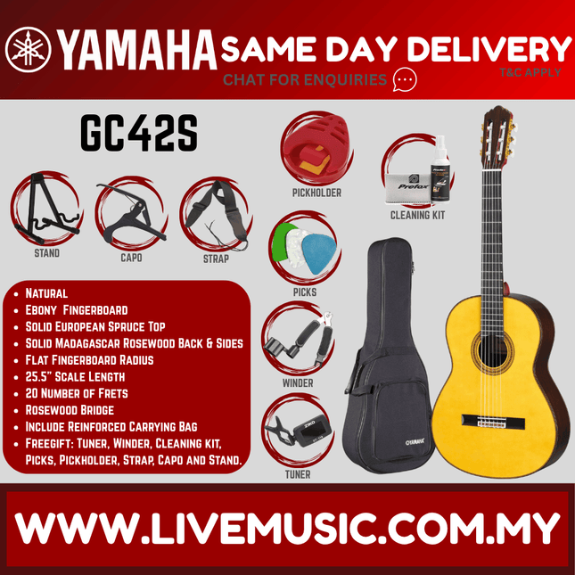 Yamaha GC42S Solid American Cedar Top Classical Guitar ( GC42S )