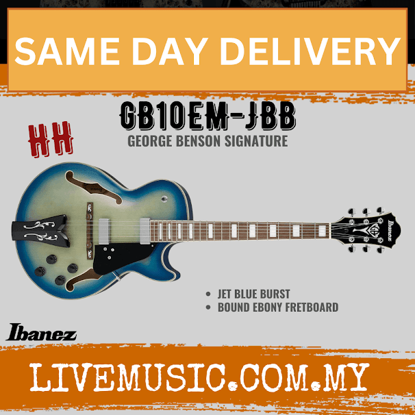 Ibanez GB10EM-AA George Benson Signature Electric Guitar, Jet Blue Burst ( GB10EM JBB  / GB10EMJBB )