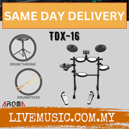 AROMA TDX16 Digital Drum Set with Mesh Finish Drum Pad With Drumstick And Drum Throne (TDX 16 / TDX-16 )
