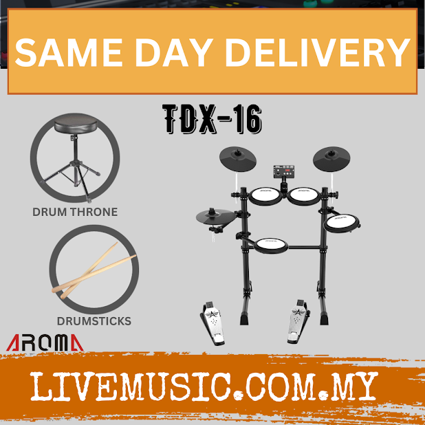 AROMA TDX16 Digital Drum Set with Mesh Finish Drum Pad With Drumstick And Drum Throne (TDX 16 / TDX-16 )