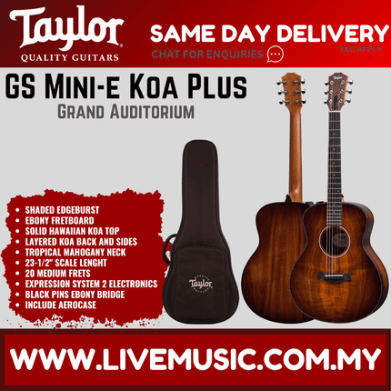 Taylor GS Mini-e Koa Plus Acoustic Guitar w/Aerocase, Shaded Edgeburst