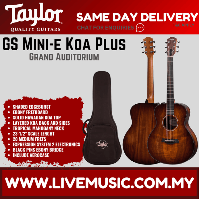 Taylor GS Mini-e Koa Plus Acoustic Guitar w/Aerocase, Shaded Edgeburst