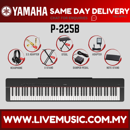 Yamaha P-225 88-Key Digital Piano With Keyboard Bench, Headphone And Adapter - Black ( P225 P 225 P125 P 125 )