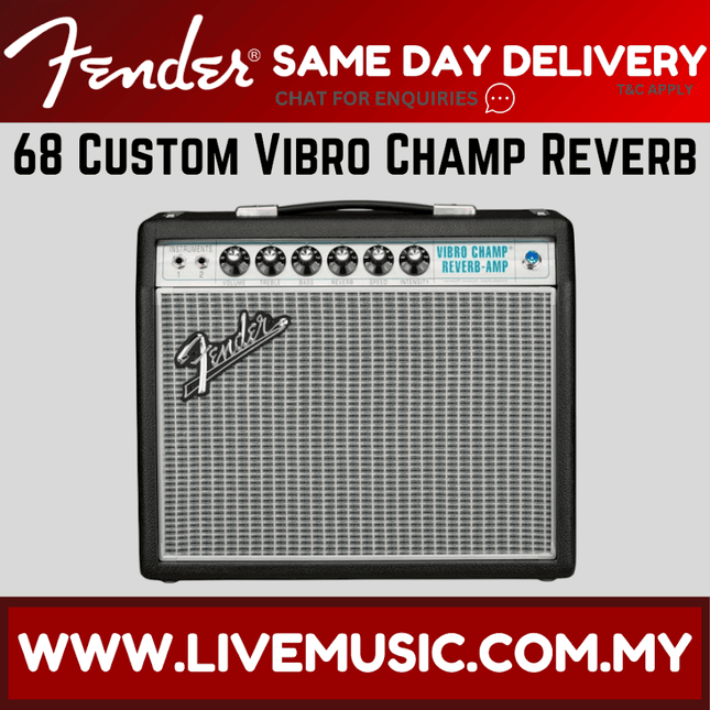 Fender 68 Custom Vibro Champ reverb guitar combo amplifier, front panel and grille