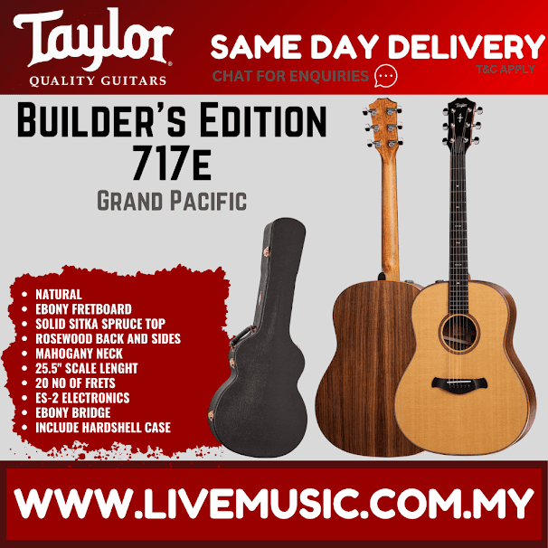 Taylor Builder's Edition 717e V-Class Grand Pacific Acoustic Guitar w/Case, Natural