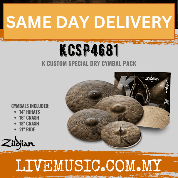Zildjian KCSP4681 K Series Custom Dry Cymbal Set with 14" Hi-Hat, 16" Crash, 18" Crash and 21" Ride (KCSP-4681)