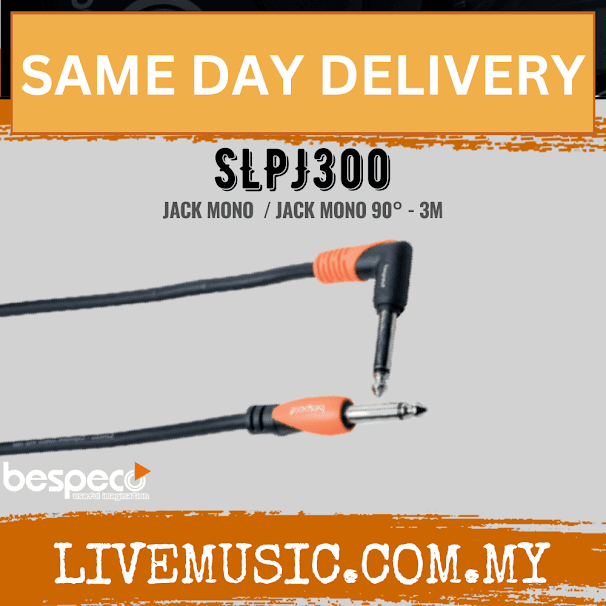 Bespeco SLPJ300 Silos Series Instruments Cables Straight To Right 3M ( SLPJ 300 / SLPJ-300 )