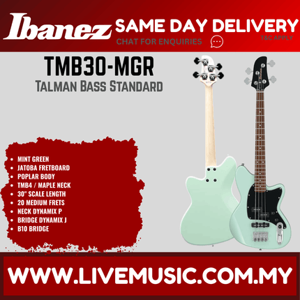 Ibanez TMB30 Talman Standard 4-String Electric Bass Guitar - Mint Green  (TMB30-IV TMB30-MGR TMB30-BK)