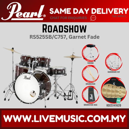 Pearl Roadshow RS525SB/C Drum Set with KDZS141620 Silent Cymbal set, Drum Throne